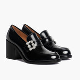 High Heel Penny | Black & Crystal — three-quarter view